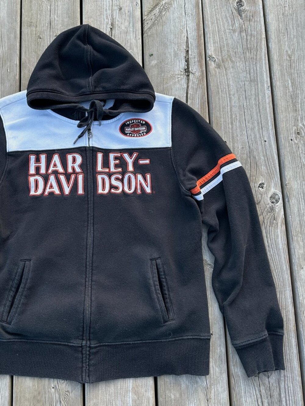 2010s harley davidson zip up hoodie embroidered